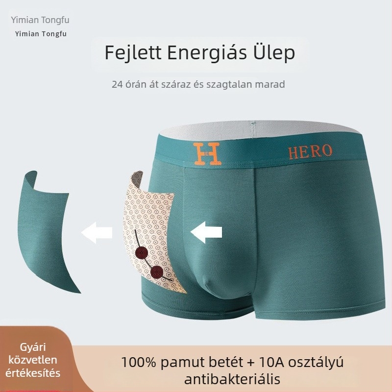 Modal férfi boxeralsó mágneses ágyékrésszel és előmelegített alappal, kényelmes, lélegző, középmagas derekú, kiváló minőség