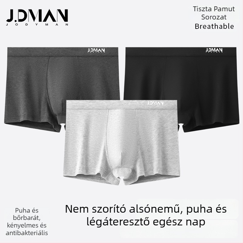 Férfi pamut boxeralsó – középmagas derekú, lélegző, antibakteriális, szöveg mintázat