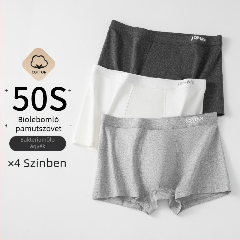 Férfi pamut boxeralsó – középmagas derekú, lélegző, antibakteriális, szöveg mintázat