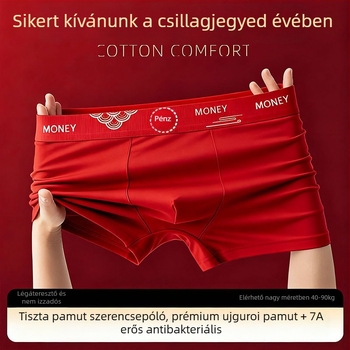 Férfi pamut boxer brief, születési év motívummal, lélegző és antibakteriális, középmagas derékvonal