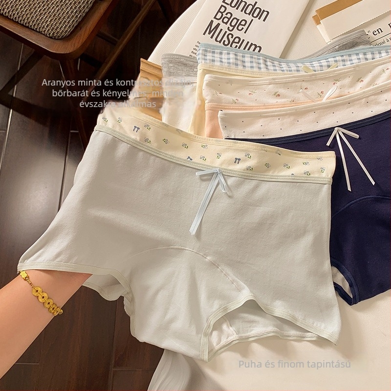 Női pamut antibakteriális boxer briefs, középmagas derék, meghosszabbított és szélesebb ágyékrész, egyszínű.