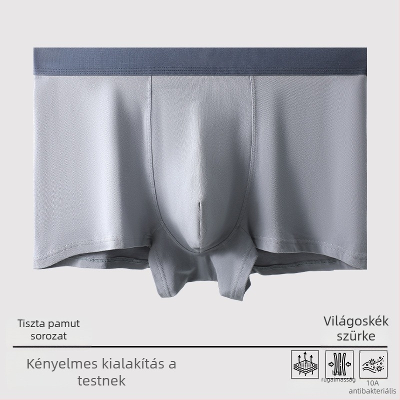 Pamut férfi középmagas derekú boxeralsó, antibakteriális, lélegző és izzadságot felszívó