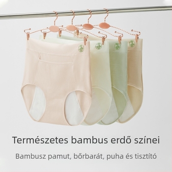 Menstruációs nadrág középmagas derekú zsebbel, ultra-hosszú ágyéki panellel, oldalsó szivárgás elleni, magas rugalmasságú, légáteresztő és kényelmes; fő anyag regenerált cellulóz rost 65,2%, ágyékvarrás/párnázat 31,6% pamut