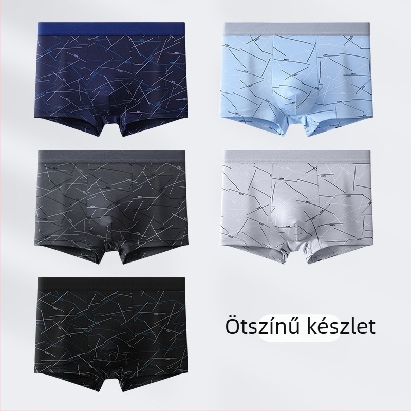 Férfi középmagasságú boxeralsó, geometriai mintázat, poliészter