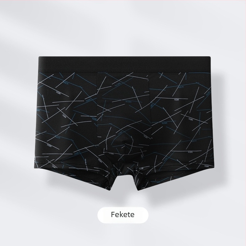 Férfi középmagasságú boxeralsó, geometriai mintázat, poliészter