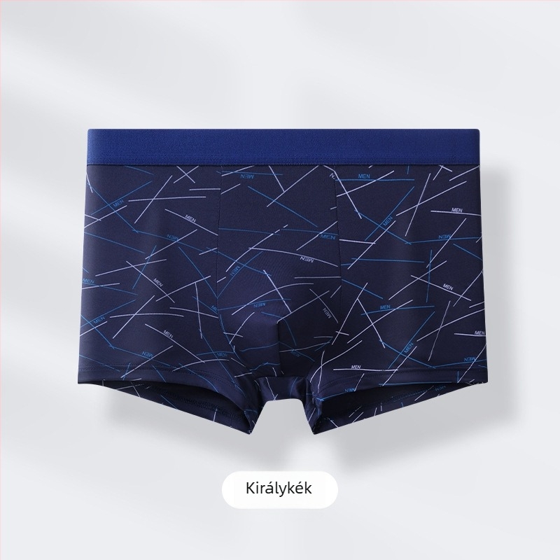 Férfi középmagasságú boxeralsó, geometriai mintázat, poliészter