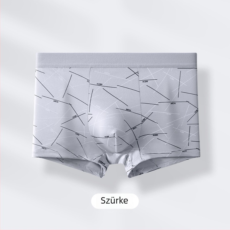 Férfi középmagasságú boxeralsó, geometriai mintázat, poliészter