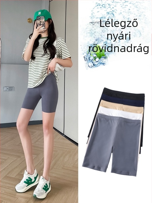 Jégselyem anyagú, varrat nélküli női 3/4 hosszúságú, vékony, szorosan illeszkedő jóga- és kerékpáros leggings