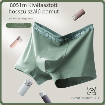 Férfi pamut seamless boxer alsó, lélegző, antibakteriális, középmagas derekú