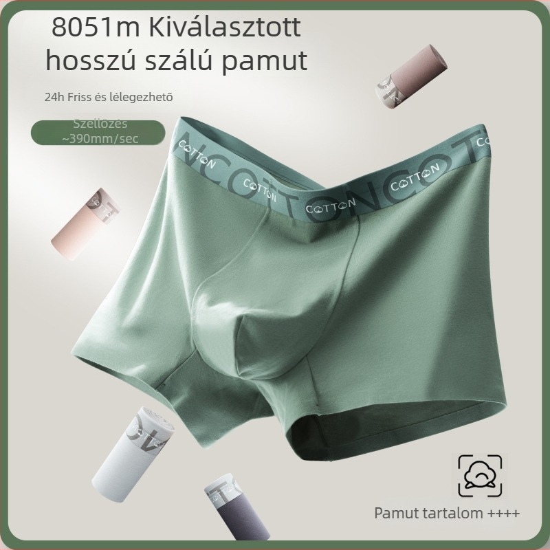 Férfi pamut seamless boxer alsó, lélegző, antibakteriális, középmagas derekú
