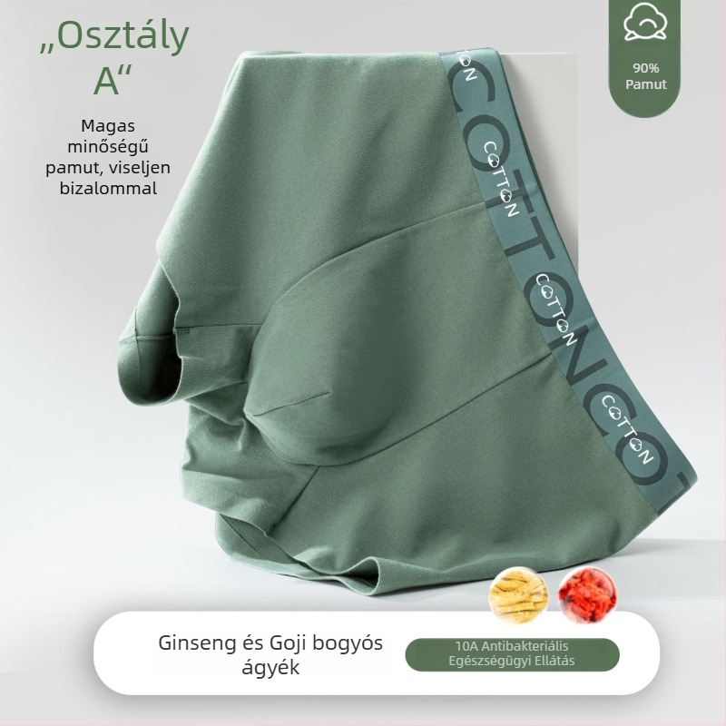 Férfi pamut seamless boxer alsó, lélegző, antibakteriális, középmagas derekú
