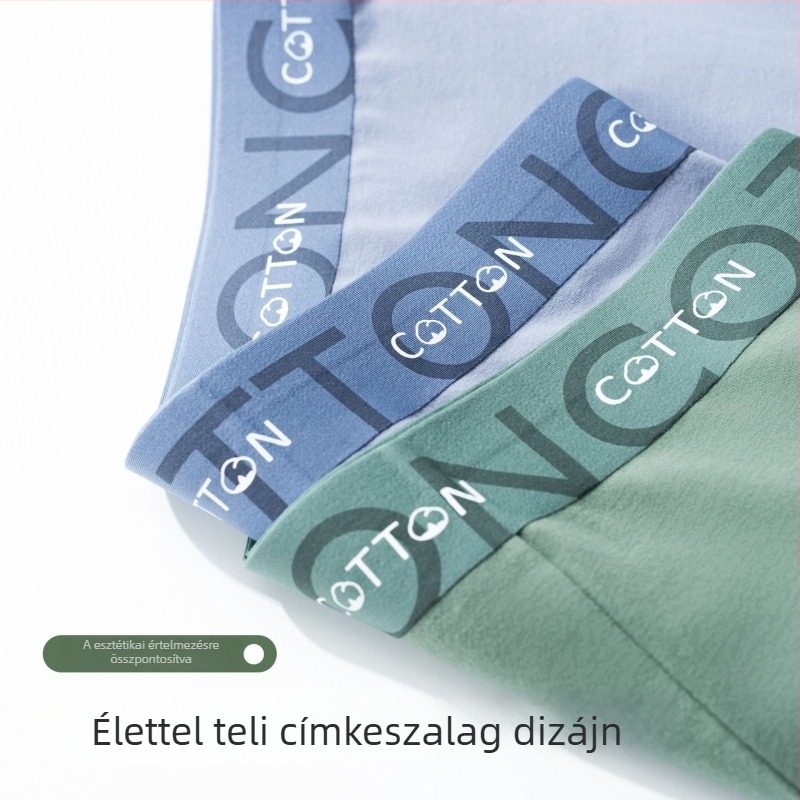 Férfi pamut seamless boxer alsó, lélegző, antibakteriális, középmagas derekú