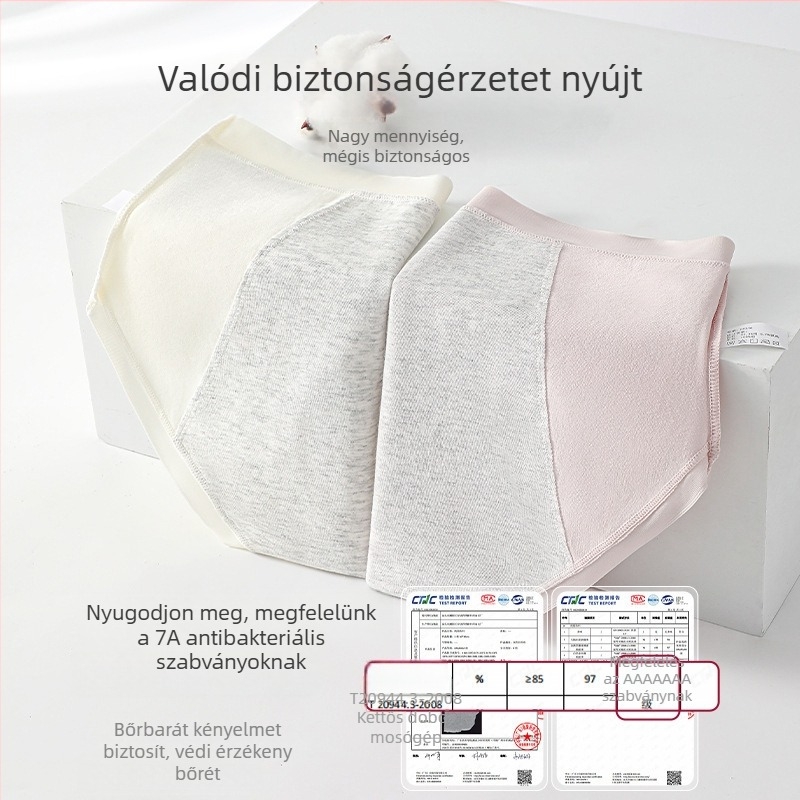 Női pamut menstruációs alsónadrág, szivárgás elleni védelem, antibakteriális
