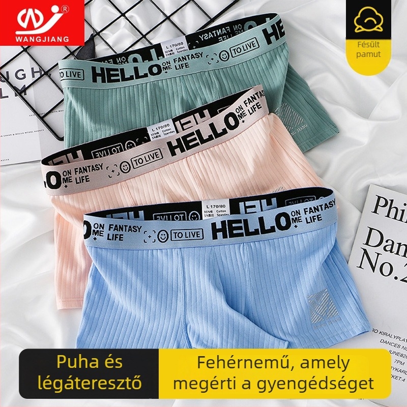 Légáteresztő, 100% pamut férfi boksernadrág, egyszínű, középmagas derekú.
