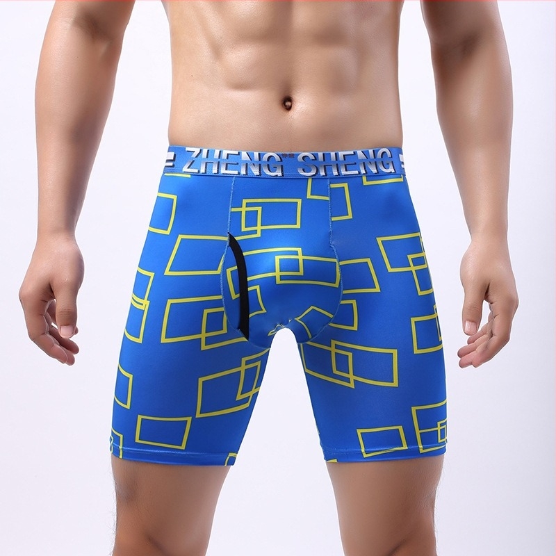 Férfi Ice Silk hosszított boxeralsó előnyílással, lélegző, gyorsan száradó