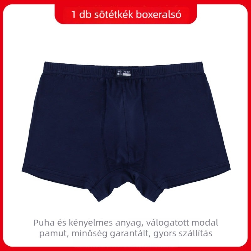 Férfi modál anyagból készült varrat nélküli boxer alsónadrág, lélegző, izzadságot felszívó, középmagas derék, egyszínű