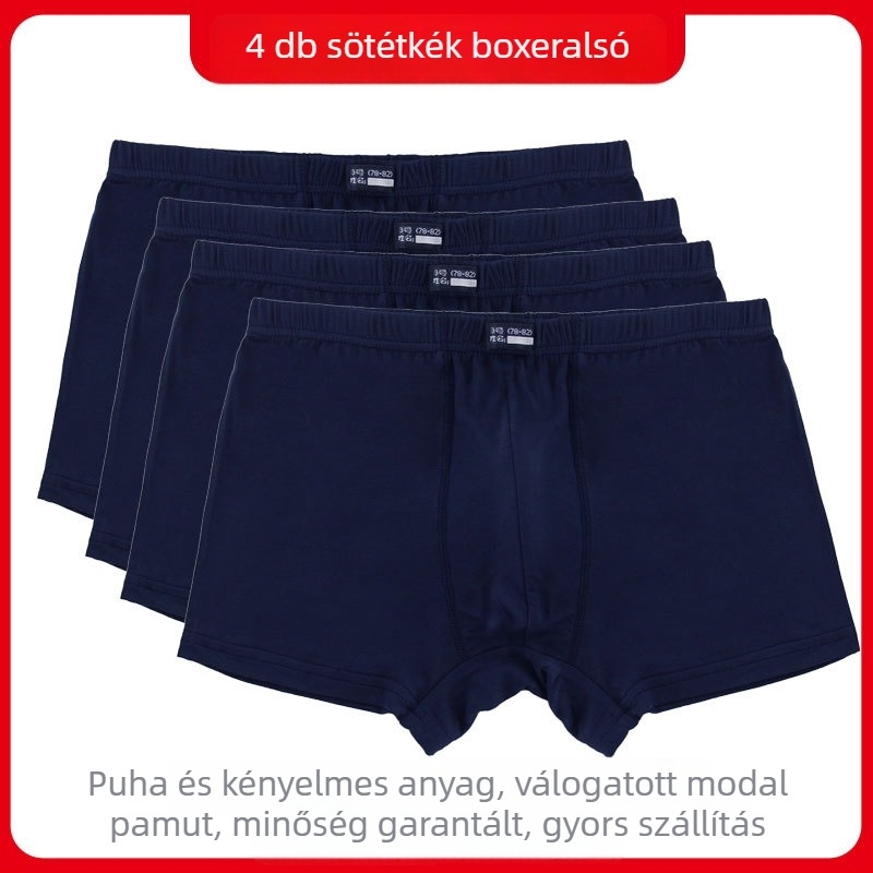 Férfi modál anyagból készült varrat nélküli boxer alsónadrág, lélegző, izzadságot felszívó, középmagas derék, egyszínű