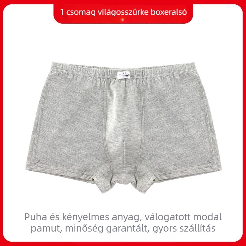 Férfi modál anyagból készült varrat nélküli boxer alsónadrág, lélegző, izzadságot felszívó, középmagas derék, egyszínű