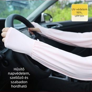 UV-védő Ice Silk karvédő a nyárra – hosszú, könnyű, rugalmas, vezetéshez (Poliészter 71–80%, Spandex 11–20%)
