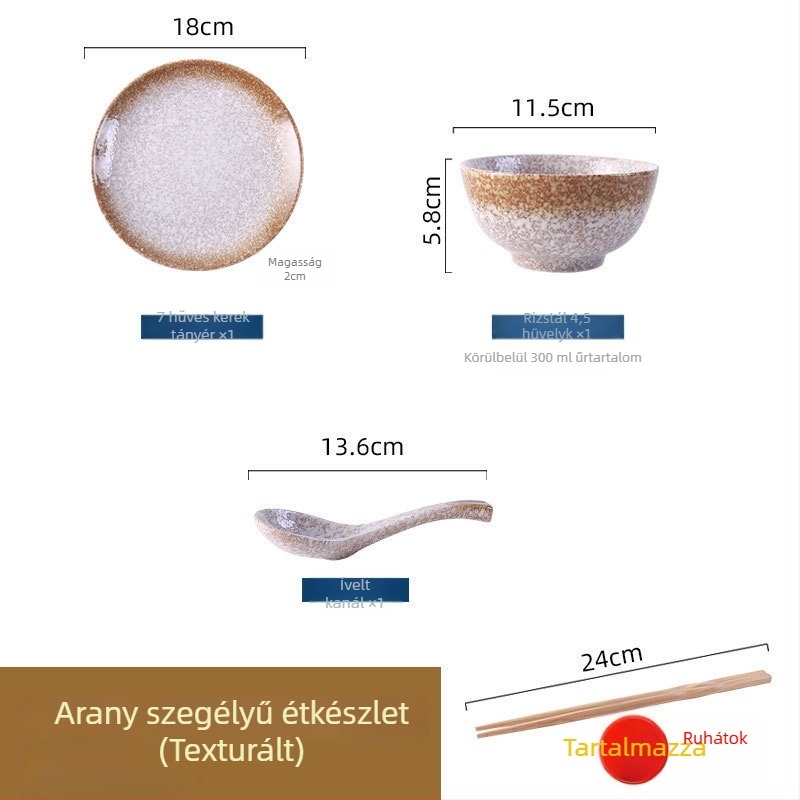 Japán retro kerámia étkészlet főzéshez és tálaláshoz, három részes készlet (Anyag: Egyéb; Stílus: Modern egyszerűség; Ajándéknak alkalmas: Egyéb)