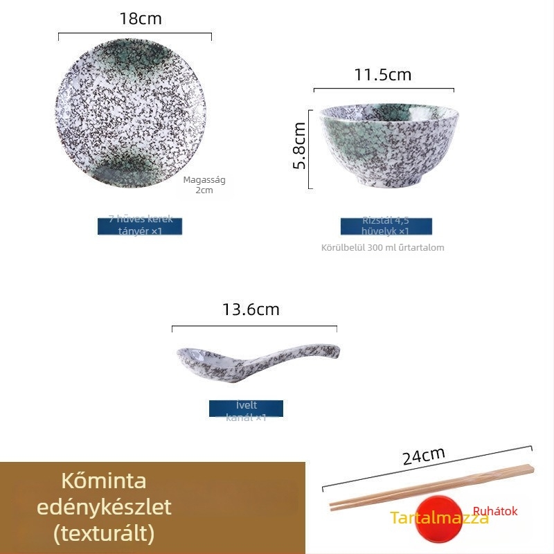 Japán retro kerámia étkészlet főzéshez és tálaláshoz, három részes készlet (Anyag: Egyéb; Stílus: Modern egyszerűség; Ajándéknak alkalmas: Egyéb)