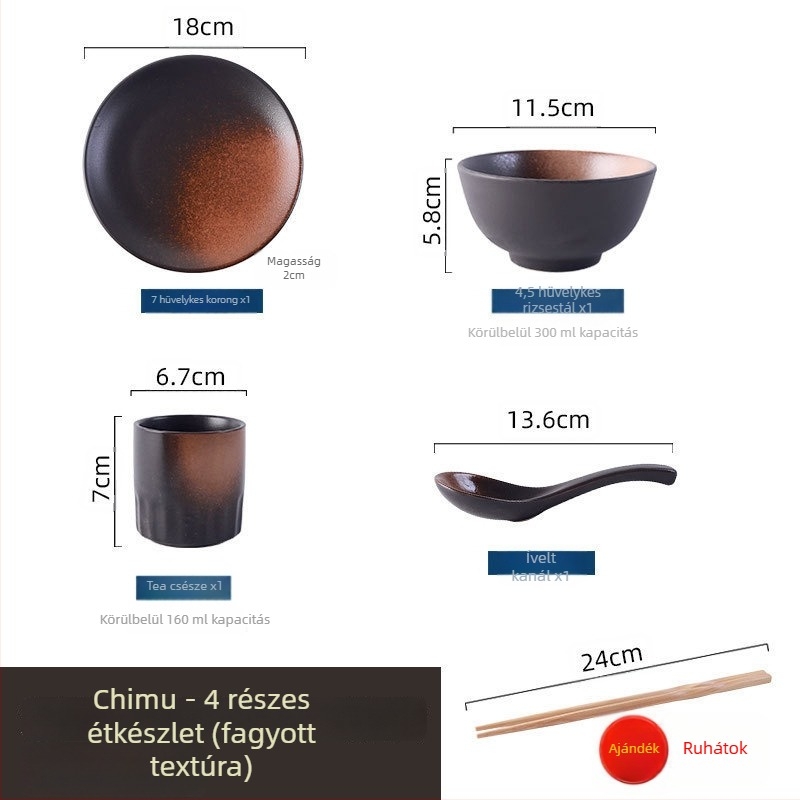 Japán retro kerámia étkészlet főzéshez és tálaláshoz, három részes készlet (Anyag: Egyéb; Stílus: Modern egyszerűség; Ajándéknak alkalmas: Egyéb)