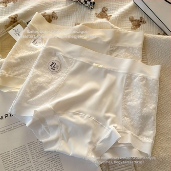 2025 Női boxer brief dupla csipkével, antibakteriális, meghosszabbított és szélesebb, pamut bélésű