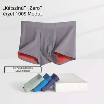 Férfi modal boxer briefs antibakteriális, lélegző anyagú, középmagas derekú, kötött kivitel, ágyéktájon mulberry selyem bélés
