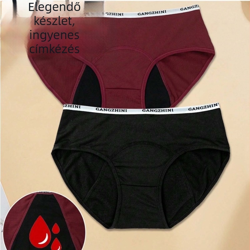 Női lélegző, szivárgásmentes menzesz alatti bugyi, középmagas derekú