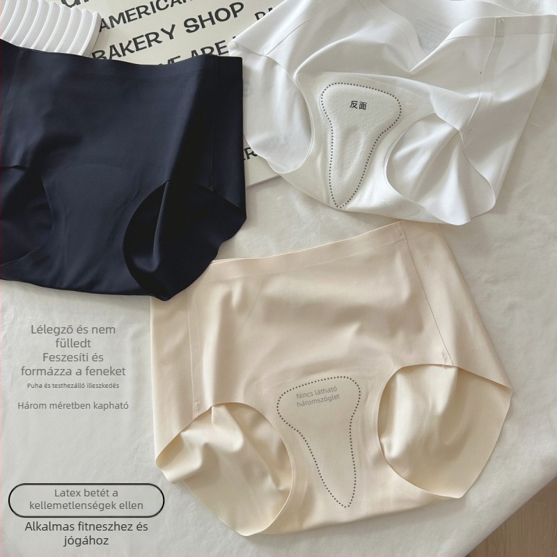 Női ice silk fehérnemű edzéshez és jóga számára, középmagas derék, lélegző, pamut bélés a nemi területen, nyom nélkül