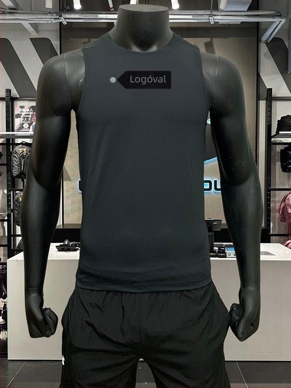 Férfi nyári edző mellény, ujj nélküli, lélegző, gyorsan száradó, anyaga Nylon 75%, laza szabás