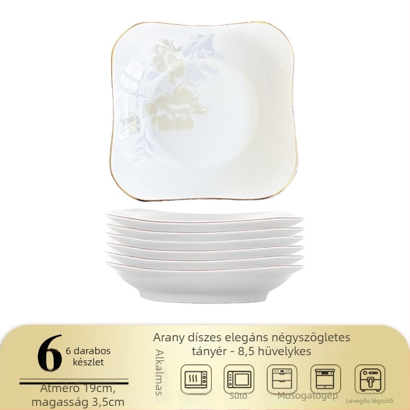 Kerámia négyzet alakú mély tál, Mega porcelain, változatos minták, mikróhullámú sütőben használható, modern letisztult stílus