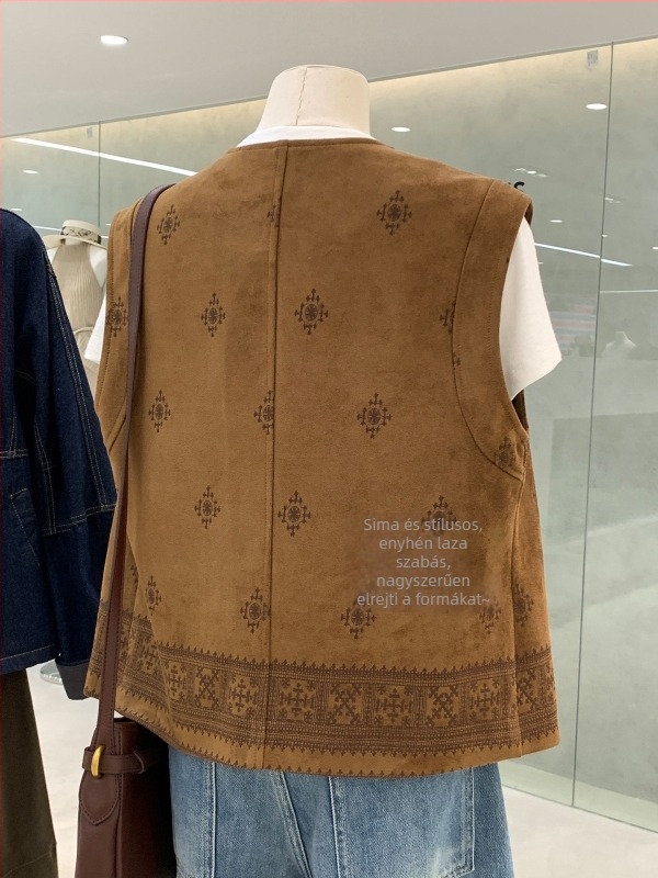 Női Chanel-stílusú retró kardigán-vest, 2025 korai ősz, geometriai mintás chenille kötés elastánnal