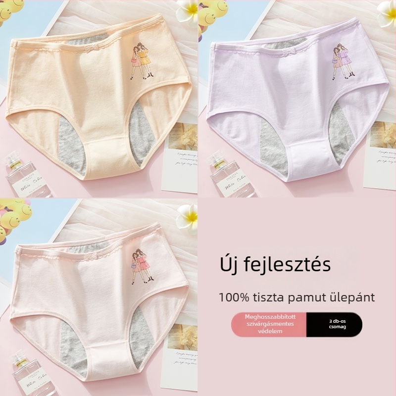 12 éves lány számára menzeszvédett bugyi, középmagas derekú, plusz méret