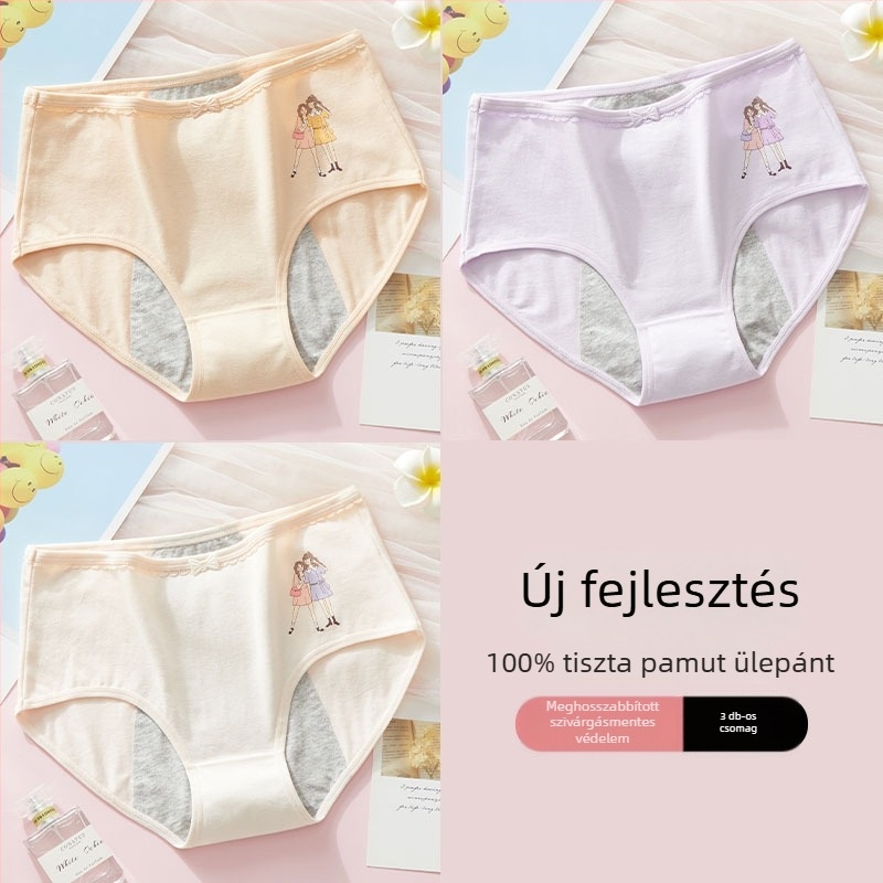 12 éves lány számára menzeszvédett bugyi, középmagas derekú, plusz méret