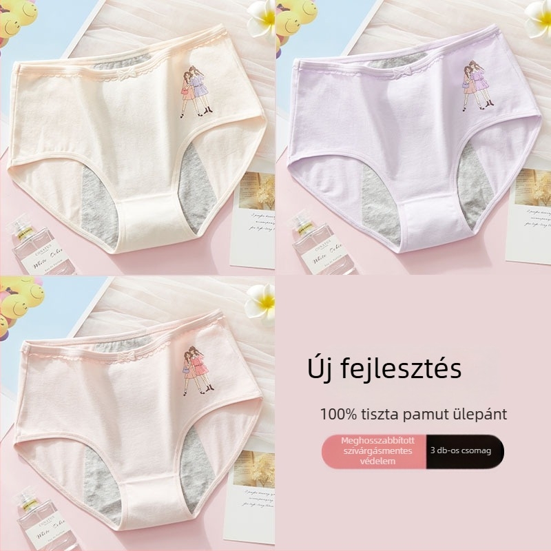 12 éves lány számára menzeszvédett bugyi, középmagas derekú, plusz méret