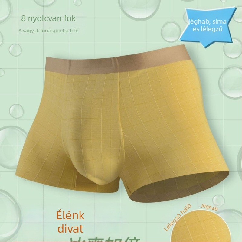 Férfi Ice Silk boxernadrág – lélegző, waffle mintázat, középmagas derék, nylon anyag modal béléssel