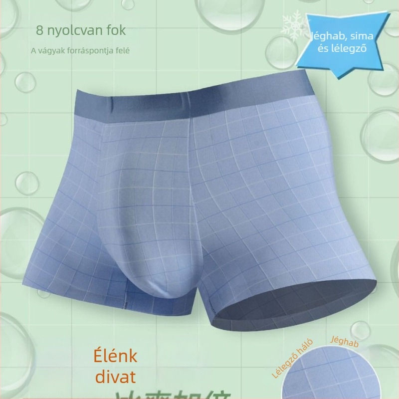 Férfi Ice Silk boxernadrág – lélegző, waffle mintázat, középmagas derék, nylon anyag modal béléssel