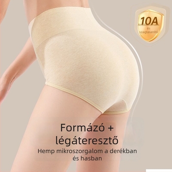Kender anyagú női alsó, magas derekú, lélegző, hasformázó, antibakteriális, fenékemelő
