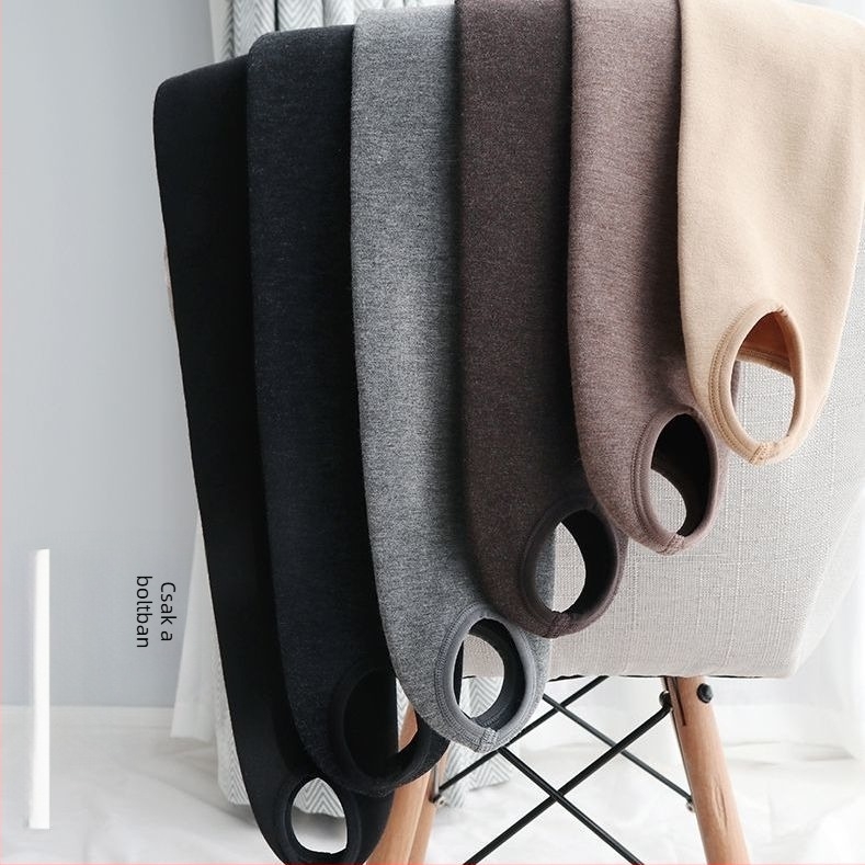 Termikus fleece-belelt, lábszárig érő női leggings, beépített zoknival, meleg, laza szabású, chenille-spandex keverék, 90–95% spandex