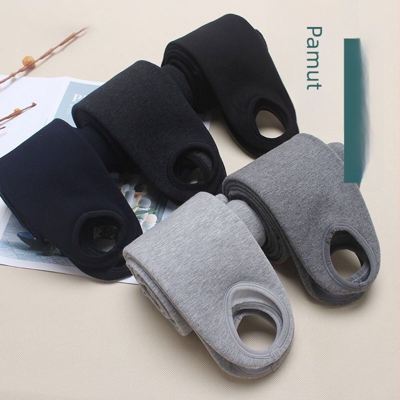 Termikus fleece-belelt, lábszárig érő női leggings, beépített zoknival, meleg, laza szabású, chenille-spandex keverék, 90–95% spandex