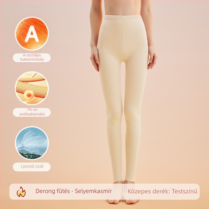 Varrás nélküli, magas derekú leggings kasmír-selyem anyagból nők számára, karcsúsító és fenékemelő, meleg őszi alsónemű
