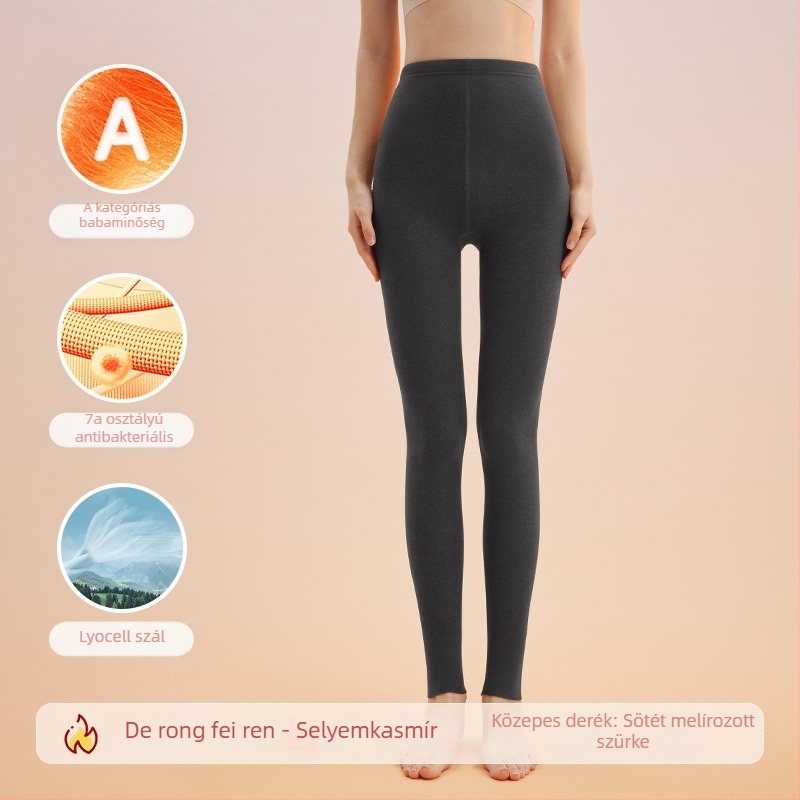 Varrás nélküli, magas derekú leggings kasmír-selyem anyagból nők számára, karcsúsító és fenékemelő, meleg őszi alsónemű