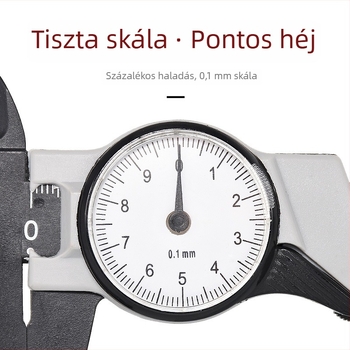 ATTUS műanyag tolókaliper mutatóval, 0–150 mm tartomány, 0,1 mm felbontás, metrikus és hüvelykes skála