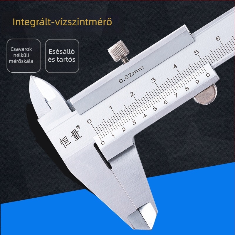 Vernier tolómérő, 0-150/200/300 mm-es tartomány, belső átmérő, külső átmérő, mélység, nagy pontosságú, ipari kategóriás