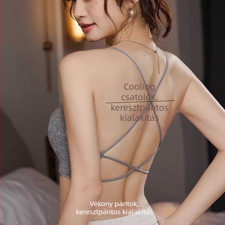 Koreai stílusú hát nélküli mellkas-wrap, keresztpántos, nylon anyag, vastag formázott kosár, teljes kosár, hossz a mellkasnál, külső viselésre alkalmas