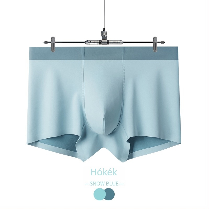 Férfi LanJing Modal varrat nélküli boxeralsó, belső mulberry selyem béléssel, középmagasság