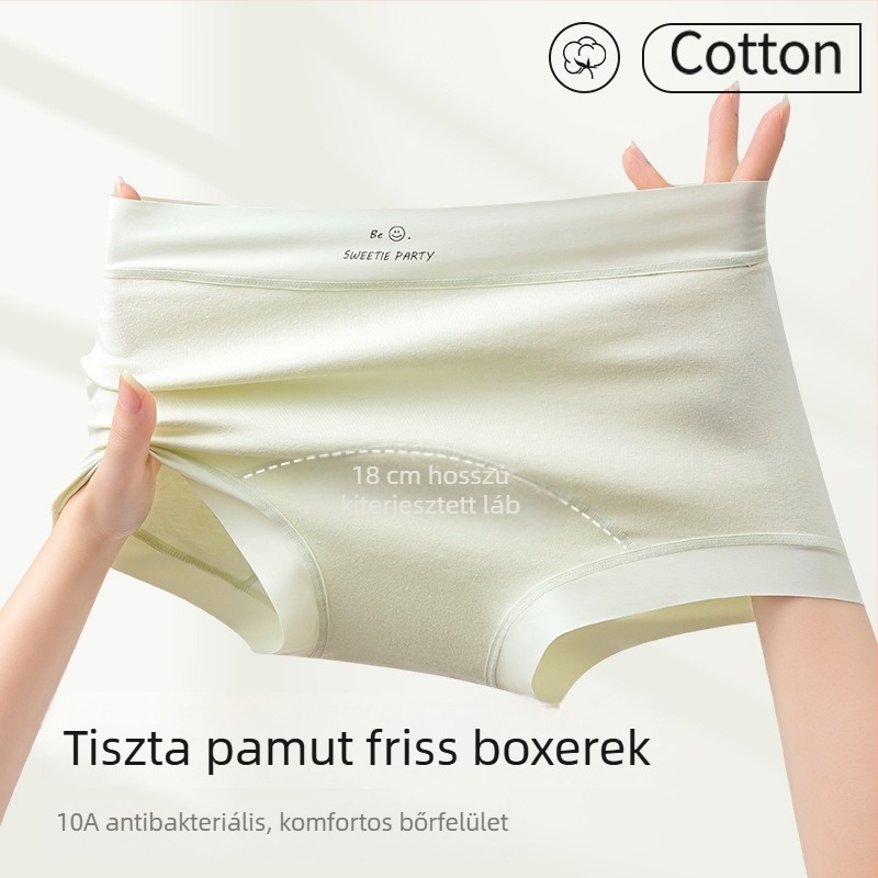 Női pamut boxer briefek, lélegző, nyom nélkül, antibakteriális, középmagas derekú