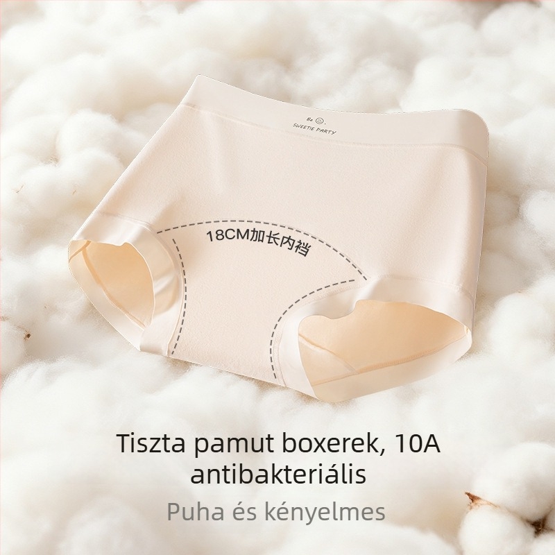 Női pamut boxer briefek, lélegző, nyom nélkül, antibakteriális, középmagas derekú