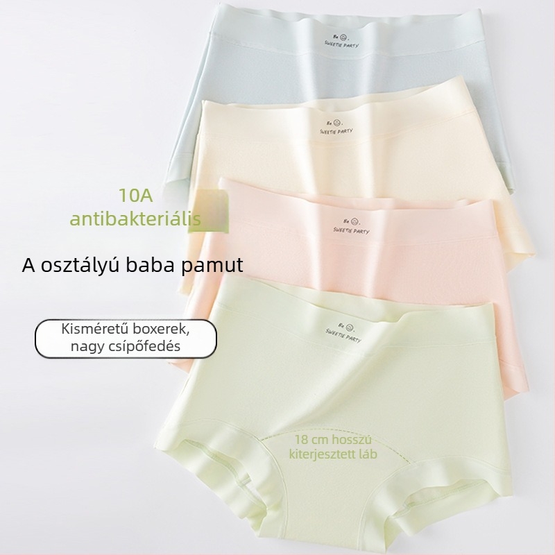 Női pamut boxer briefek, lélegző, nyom nélkül, antibakteriális, középmagas derekú